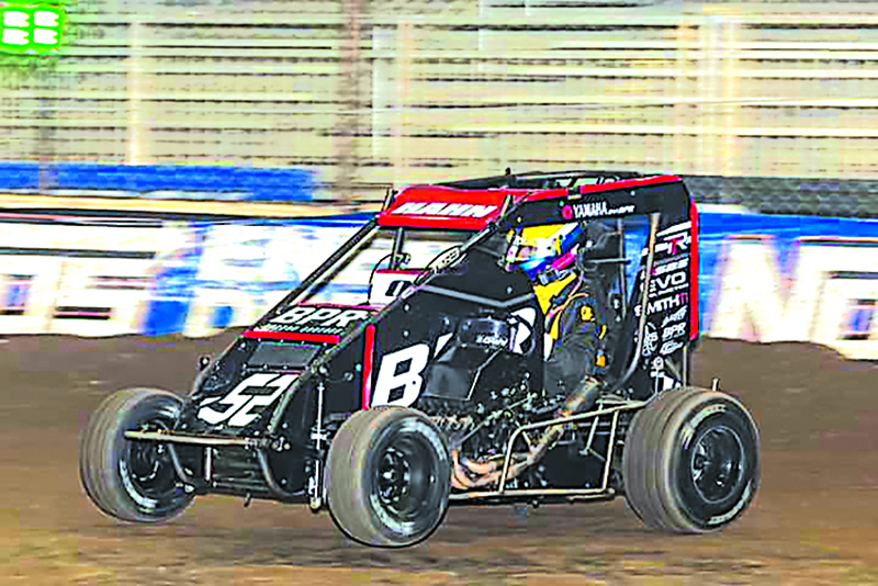 SUBMITTED PHOTOS SAPULPA’S BLAKE HAHN racing at the Tulsa Shootout last week, where he won his ninth career Driller trophy after winning the Outlaw Non-Wing division