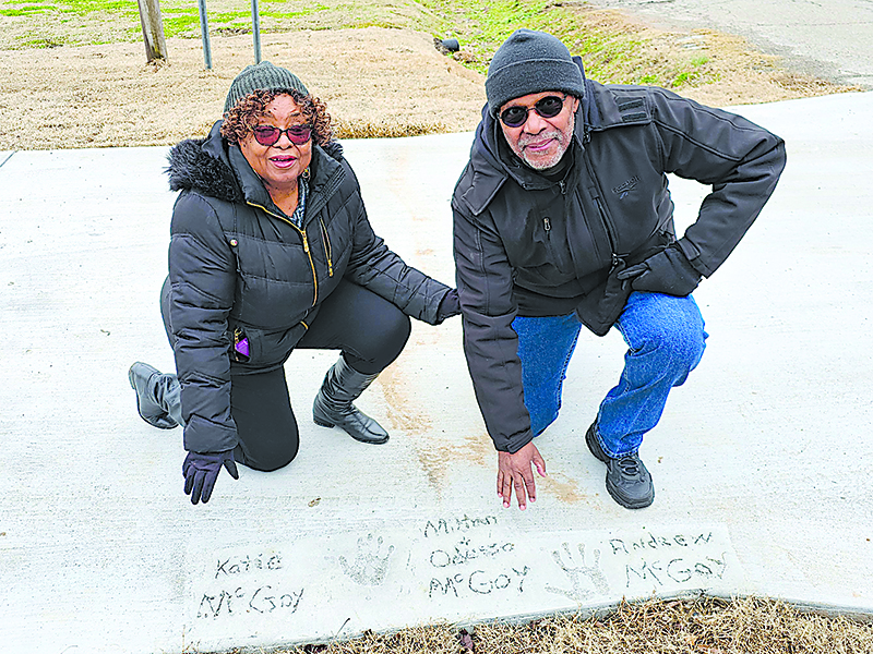 CHARLES BETZLER PHOTOS KATIE AND ANDREW MCGOY at the ribbon-cutting commemorating the upgrades at McGoy Park in Sapulpa on Saturday
