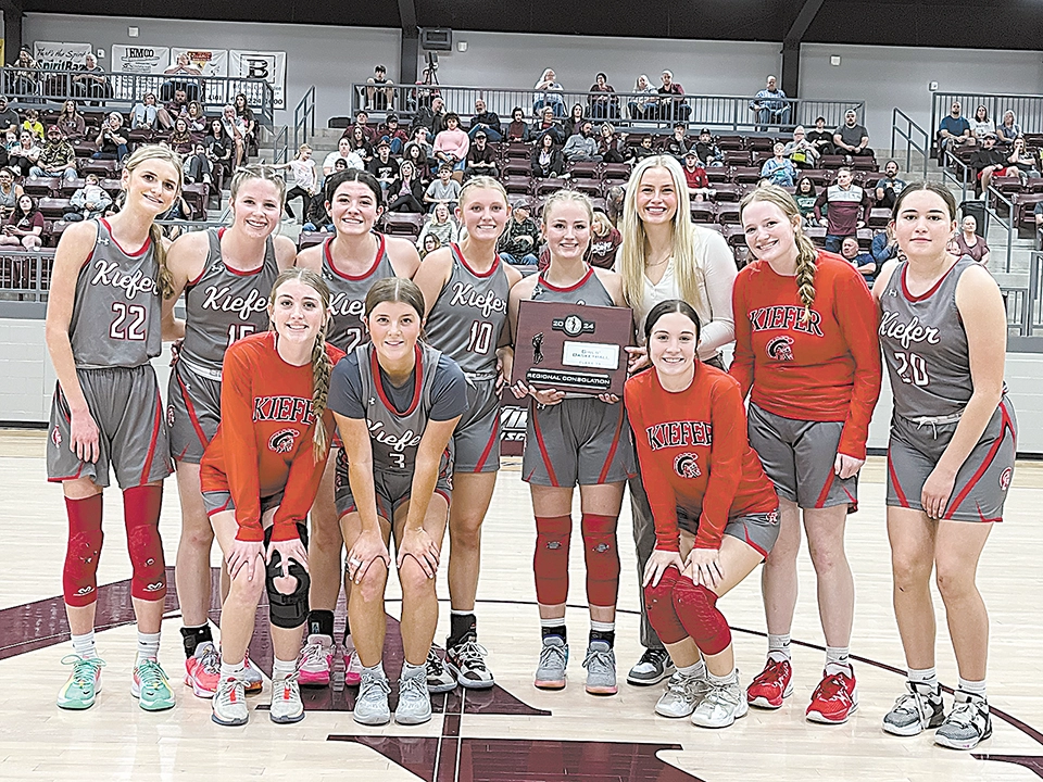 DARREN SUMNER PHOTOS 3A REGIONAL CONSOLATION CHAMPIONS Kiefer Lady Trojans posted a win over Kellyville Lady Ponies Saturday afternoon in Kellyville to advance to the Area Tournament.