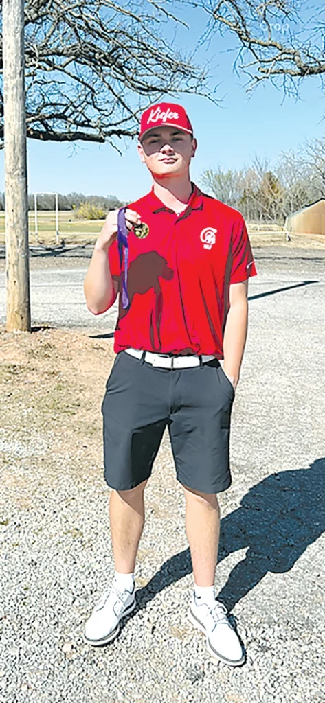 SUBMITTED PHOTO SENIOR DILLON MACKEY won the individual medal after shooting a 76 at the Bristow Tournament on Monday.