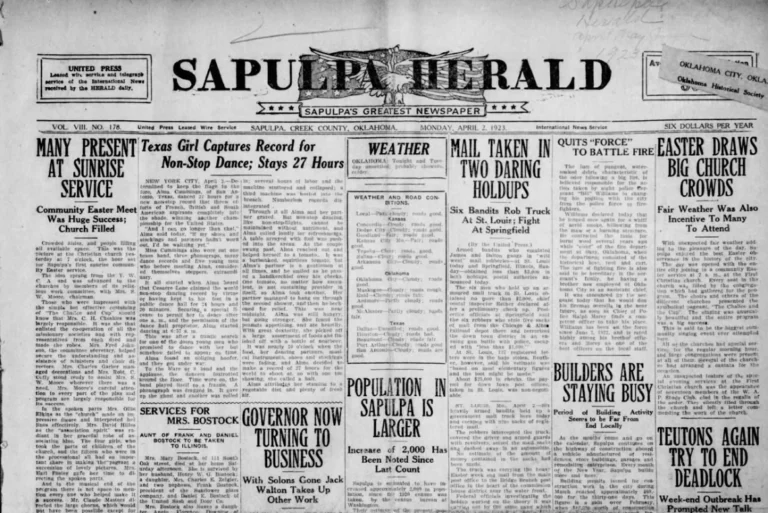 Today in Sapulpa History: Population in Sapulpa is Larger