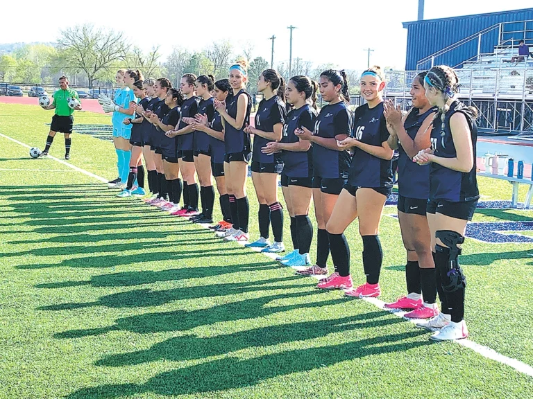 JOHN TRANCHINA PHOTOS
LADY CHIEFTAINS LINED UP before their game Friday night at home against Memorial.
Sapulpa won the game, 2-1, to improve to 7-3 on the season and 2-0 within District 5A-3.