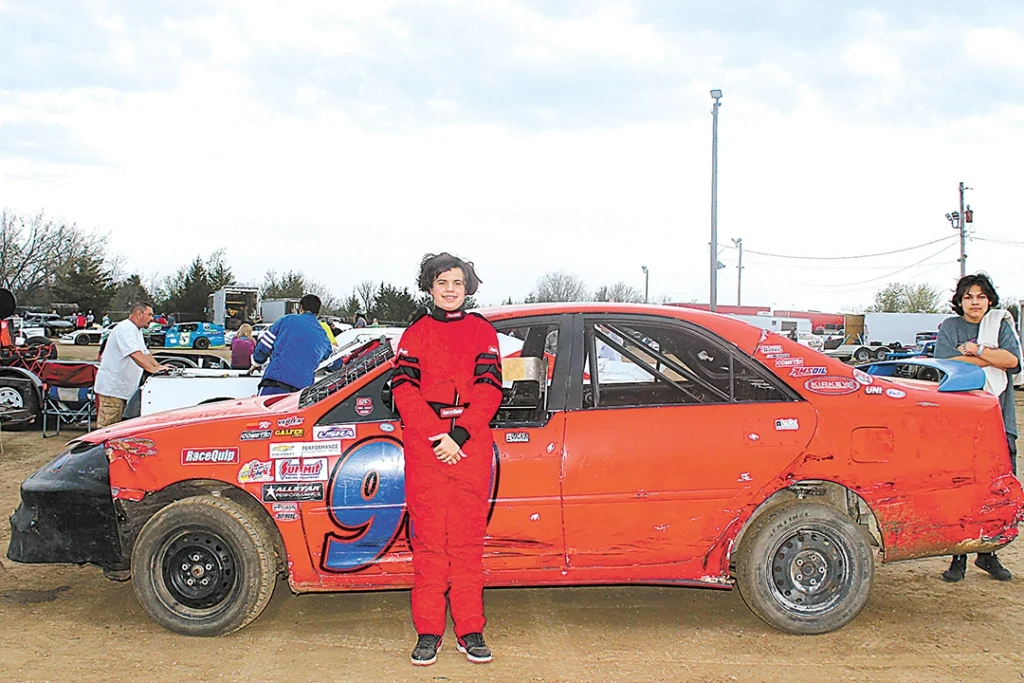 LISA HODGES PHOTO CHRISTIAN CHEEK, age 13, participated in his first-ever race, in the number 90 car in the USRA Tuner class, at Creek County Speedway on Saturday night.