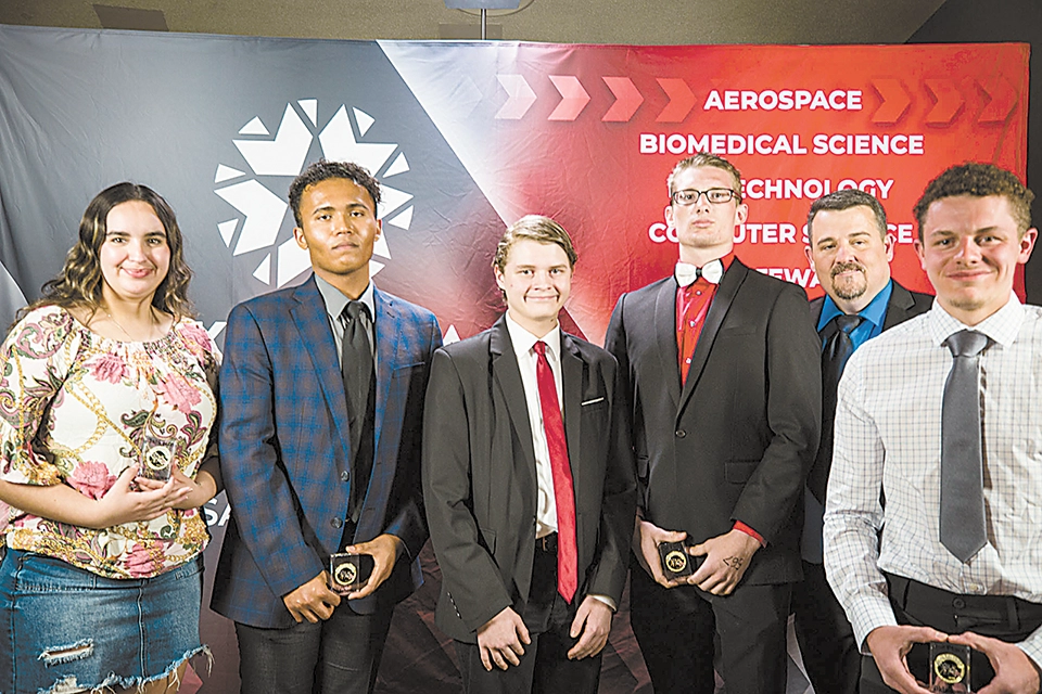 SUBMITTED PHOTOS Congratulations to the high school CyberPatriot 1st place team, Central Technology Center – Team 1, (L to R) Syarrah Martinez; Jesus Roura; Tristan Sixkiller; Ryder Edwards; Nick Gaunt, Coach; Connor Lollis. Dustin Ford, Coach, Not Pictured.