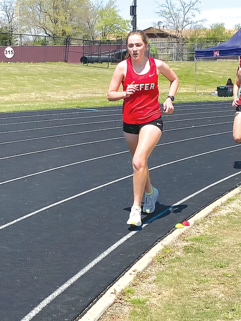 KIEFER’S CALLIE HUTCHISON was runner-up in both the 1600 and the 3200 meters on Thursday at Catoosa.