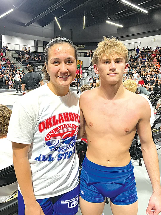 JOHN TRANCHINA PHOTOS
ALL-STATE CHIEFTIAN WRESTLERS Elizabeth Cope (left) and Cavin Peper each won big in
their matches at the All-State Wrestling dual Wednesday.