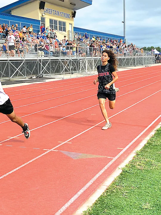 JOHN TRANCHINA PHOTOS
KIEFER’S CROSS COUNTRY TEAM competed at the Class 3A Pre-State meet on Saturday
and did well on the same course that the state meet will be on in a few weeks. Freshman Kody
Still, shown here on Sept. 1 at the Sapulpa Invitational, finished 56th in the boys’ race.