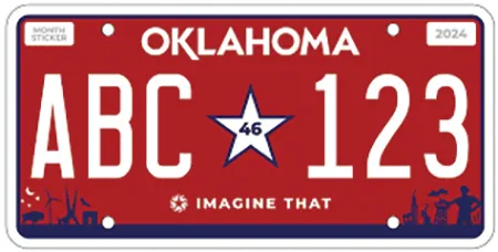 The newly-designed Oklahoma license plate that all newly-registered vehicles will have, starting September 1.