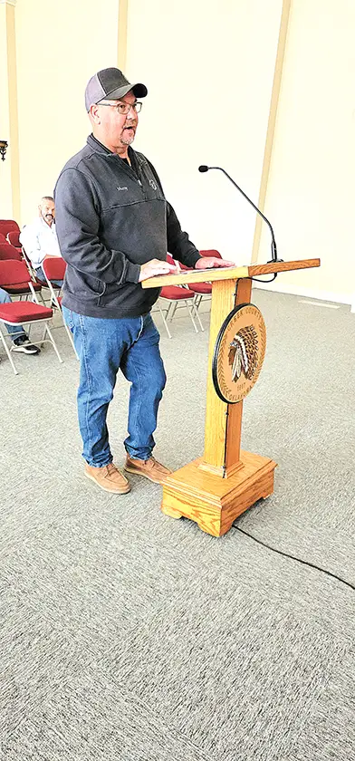 Creek County Emergency Management Director Covey Murray speaks to the Board, requesting
a 14-day burn ban.