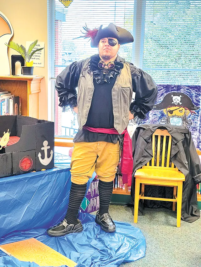 Library Aide Ray Bevenue, a.k.a. Captain Sid, entertained children at last year’s STEAM Con.