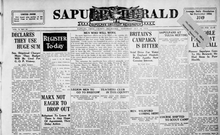 Today in Sapulpa History: Pioneer Sapulpan Goes To His Reward