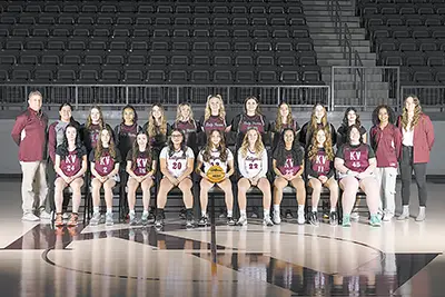 SUBMITTED PHOTO
THE KELLYVILLE LADY PONIES are ready to go and hoping for a strong 2024-25 season
under coach Taylor Todd (far right).