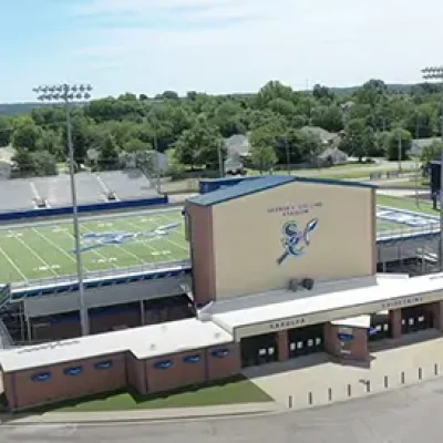 SAPULPA CHIEFTAINS were off on Thursday, as their game at Ponca City was moved to Friday due to a scheduling mishap. See full coverage of the game in our next issue. This drone picture of the empty Collins Stadium was a screen shot off our computer.